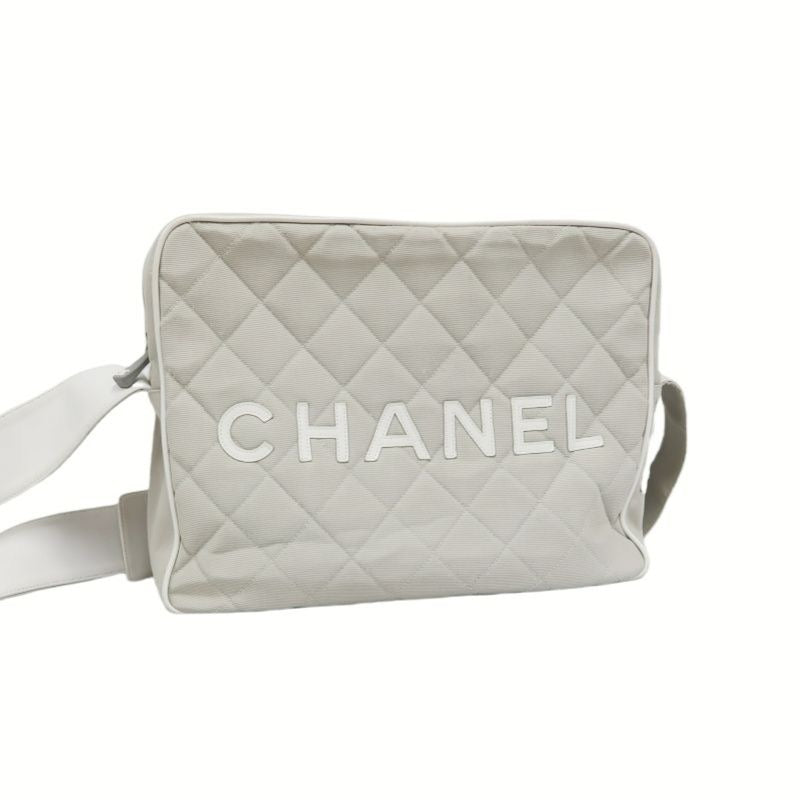CHANEL Sport Line Light Gray Canvas Shoulder Bag