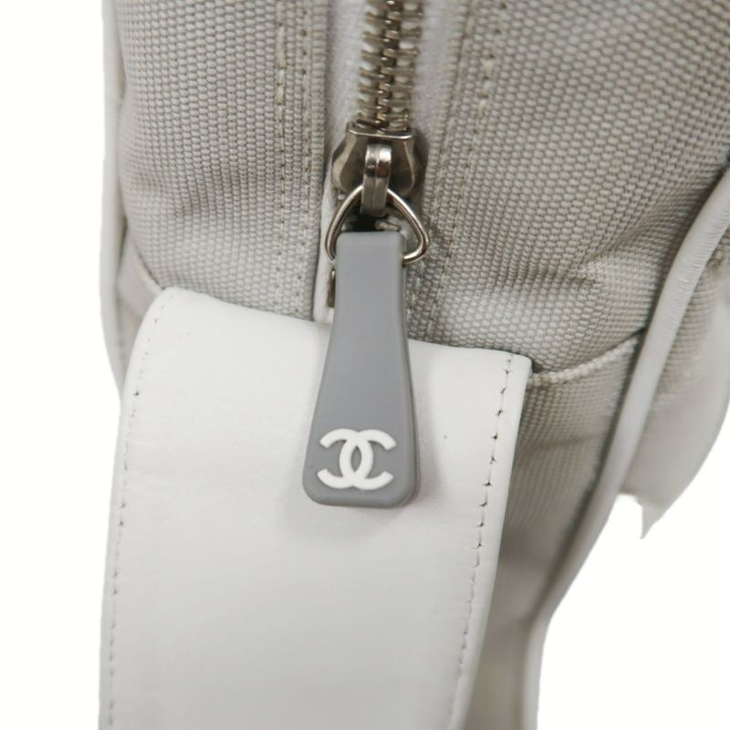 CHANEL Sport Line Light Gray Canvas Shoulder Bag