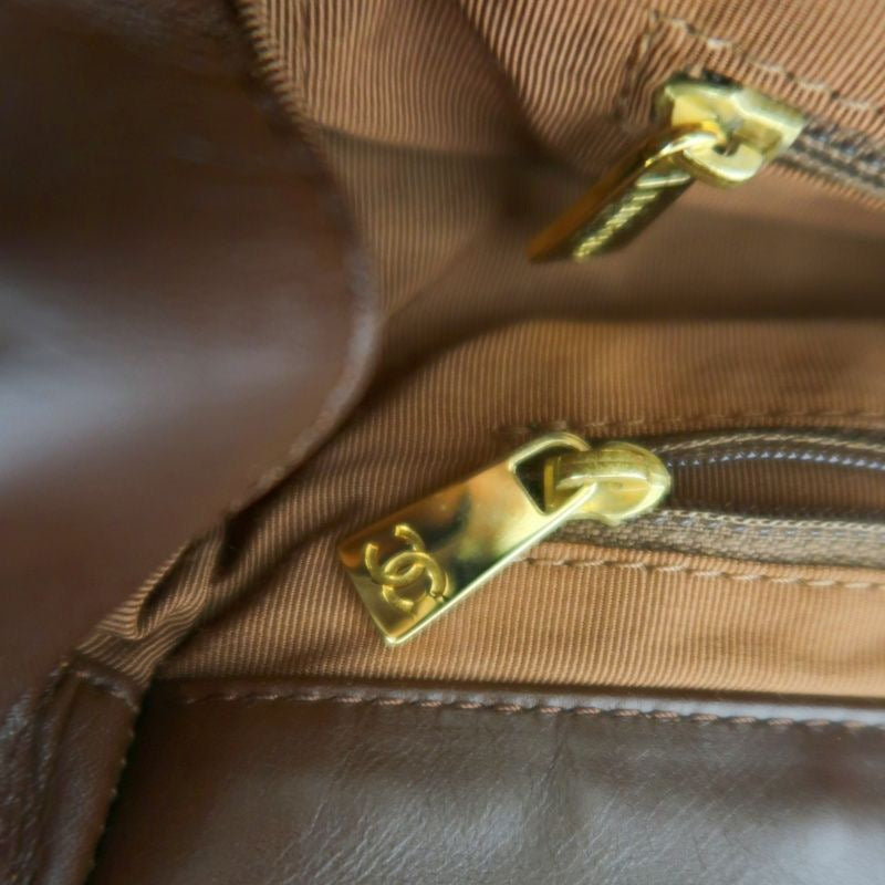 CHANEL Coco Mark Brown Straw Woven Top Handle Bag