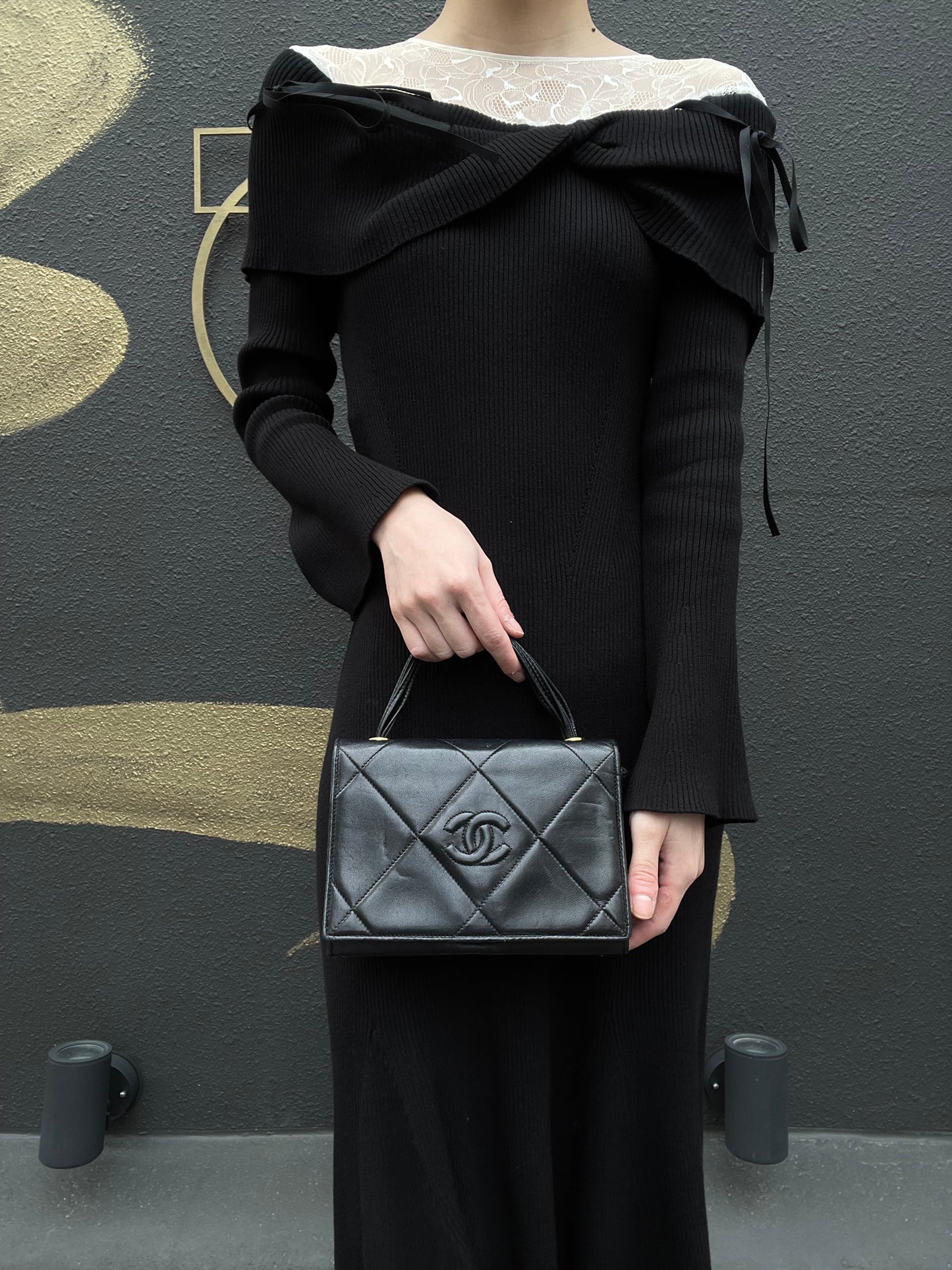 Chanel CC Mark Handbag, Lambskin, Black, Gold Hardware, with Authenticity Card