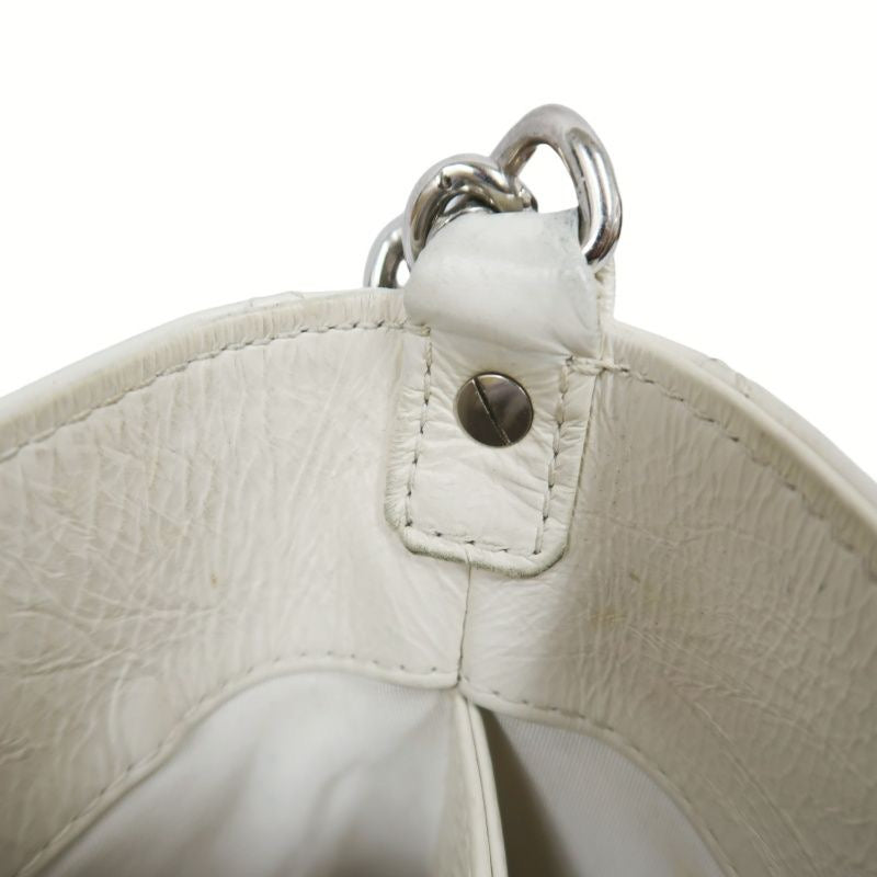 CHANEL White Caviar Leather Quilted Bucket Crossbody Bag with Silver Hardware