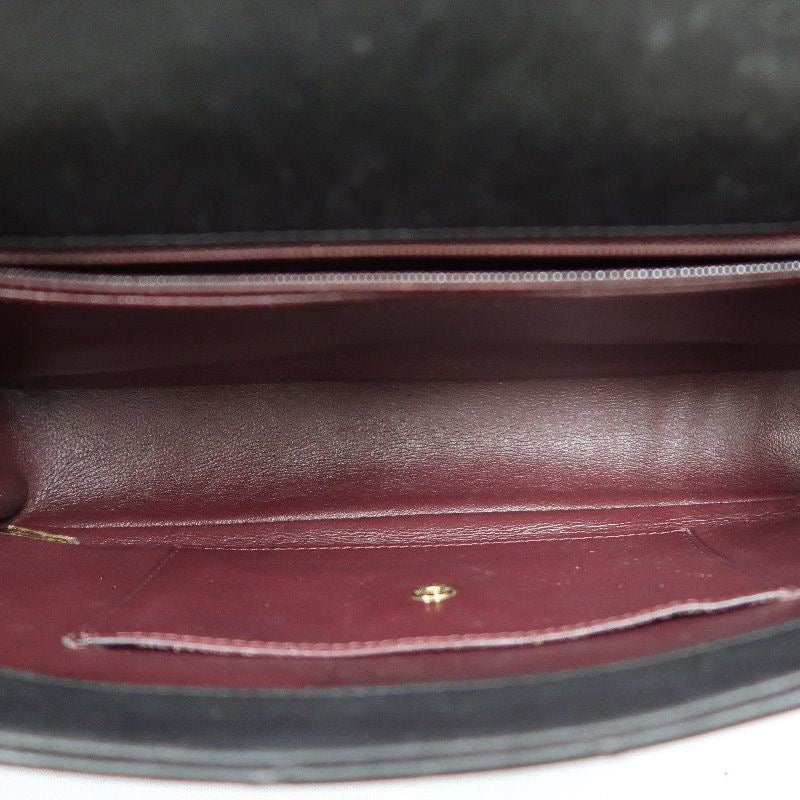 CHANEL Black Lambskin V-Stitch Flap Chain Crossbody Bag with Gold Hardware