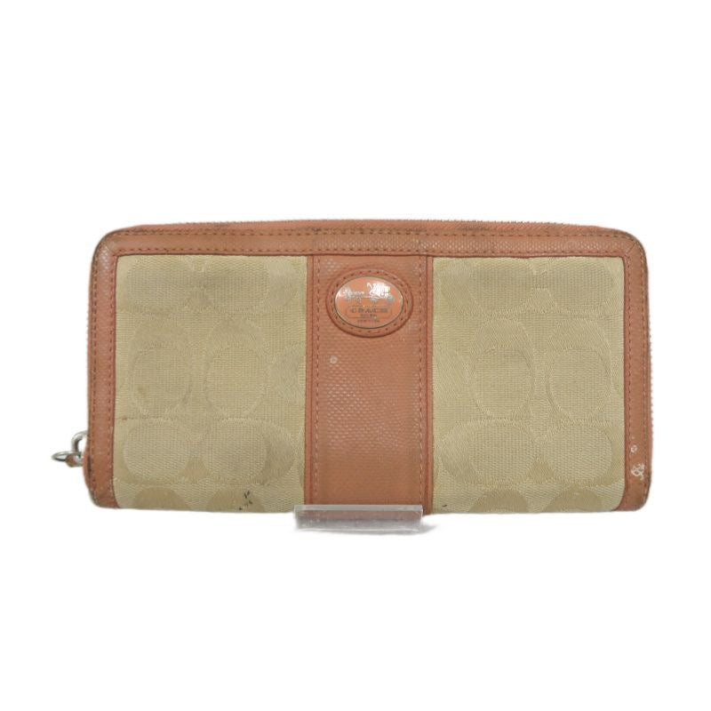 COACH Beige & Pink Signature PVC Wallet