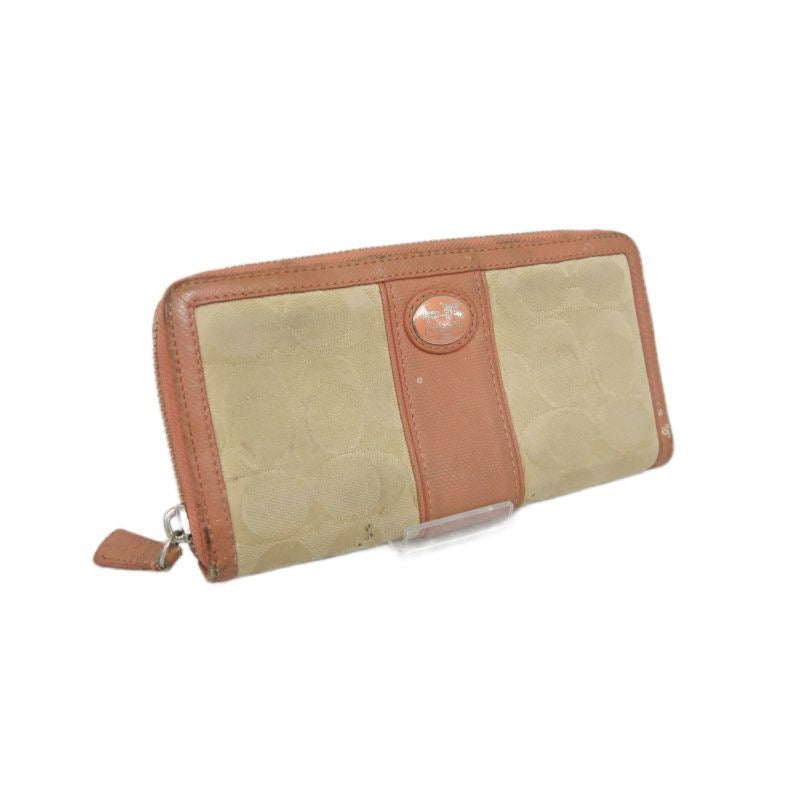 COACH Beige & Pink Signature PVC Wallet