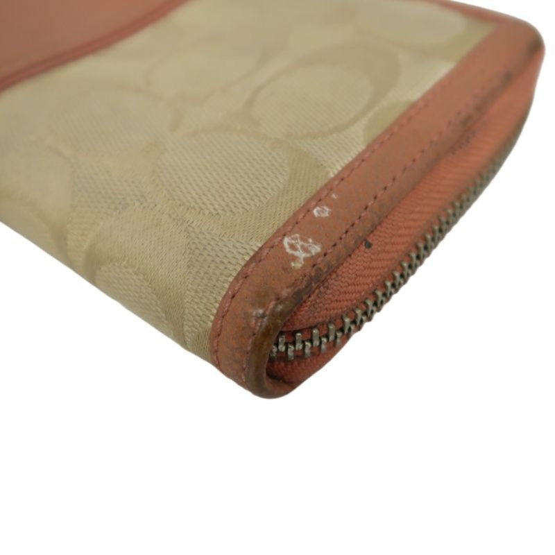 COACH Beige & Pink Signature PVC Wallet