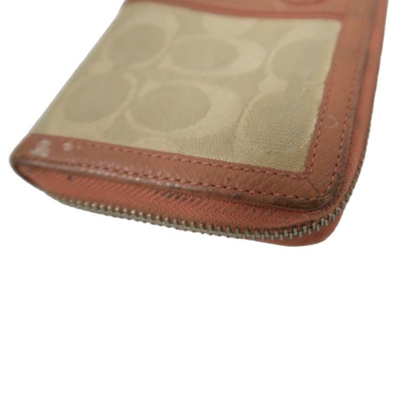 COACH Beige & Pink Signature PVC Wallet