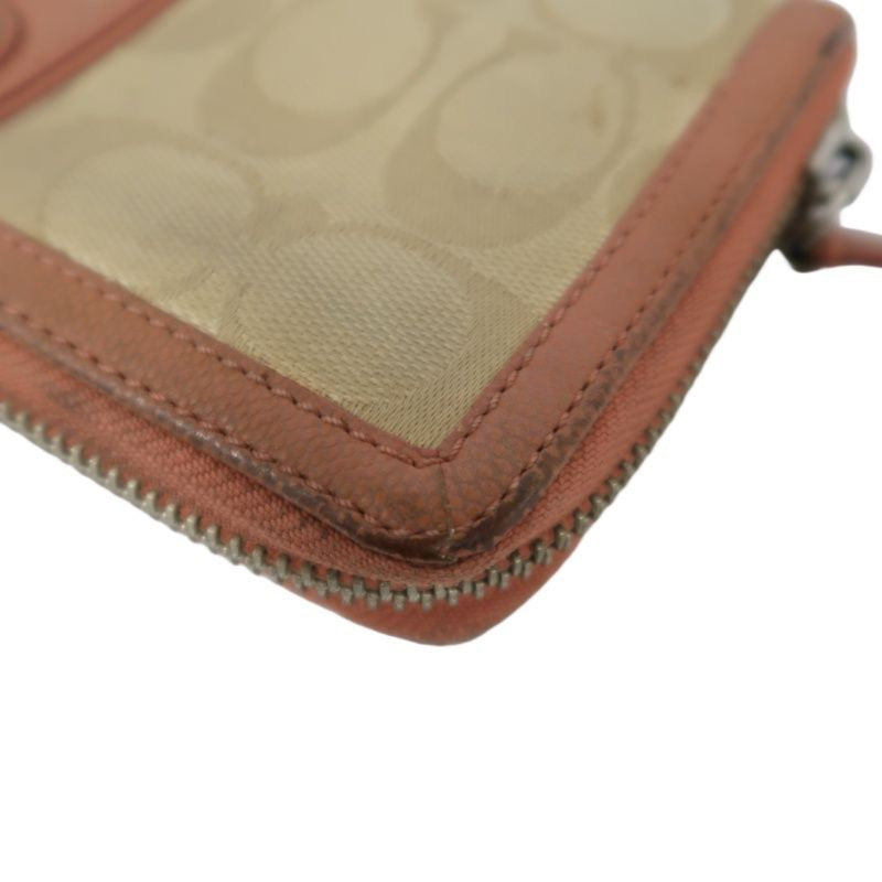 COACH Beige & Pink Signature PVC Wallet