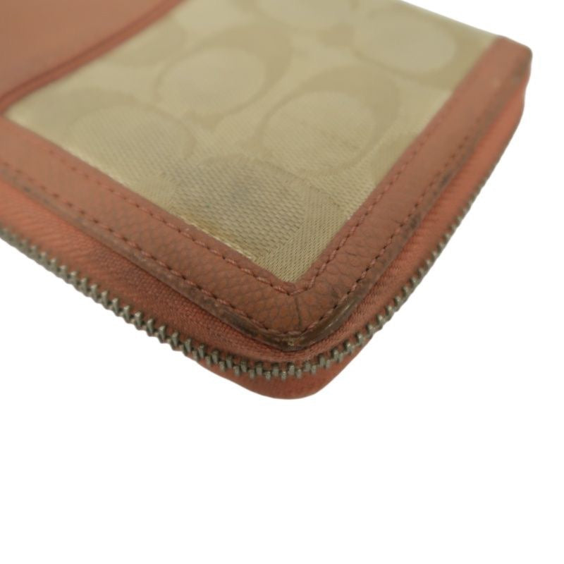 COACH Beige & Pink Signature PVC Wallet
