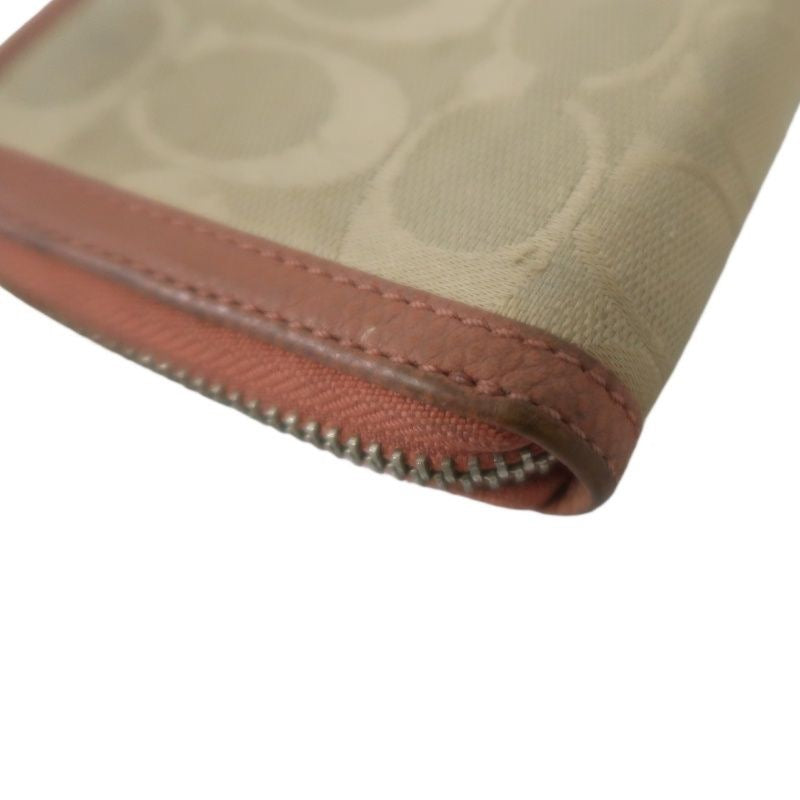 COACH Beige & Pink Signature PVC Wallet
