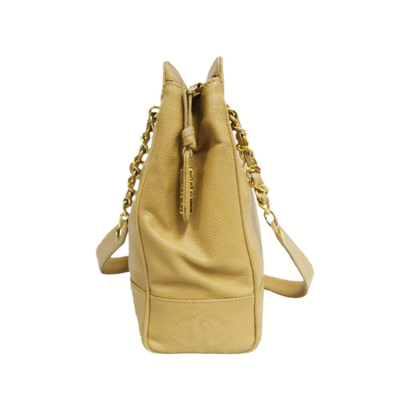 CHANEL Caviar Leather Triple Coco Shoulder Bag (Beige, Gold Hardware, with Guarantee Card)