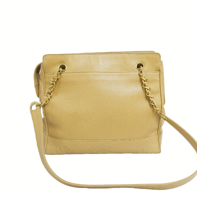 CHANEL Caviar Leather Triple Coco Shoulder Bag (Beige, Gold Hardware, with Guarantee Card)