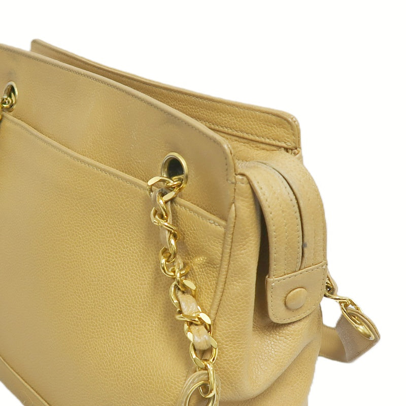 CHANEL Caviar Leather Triple Coco Shoulder Bag (Beige, Gold Hardware, with Guarantee Card)