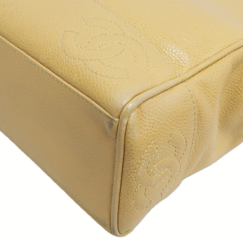 CHANEL Caviar Leather Triple Coco Shoulder Bag (Beige, Gold Hardware, with Guarantee Card)