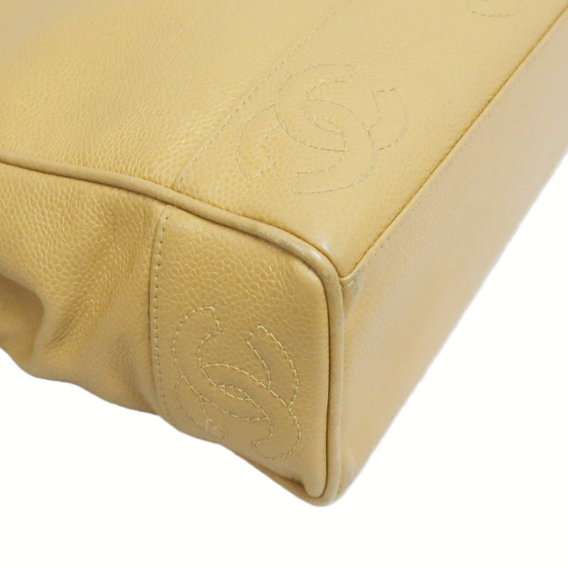 CHANEL Caviar Leather Triple Coco Shoulder Bag (Beige, Gold Hardware, with Guarantee Card)