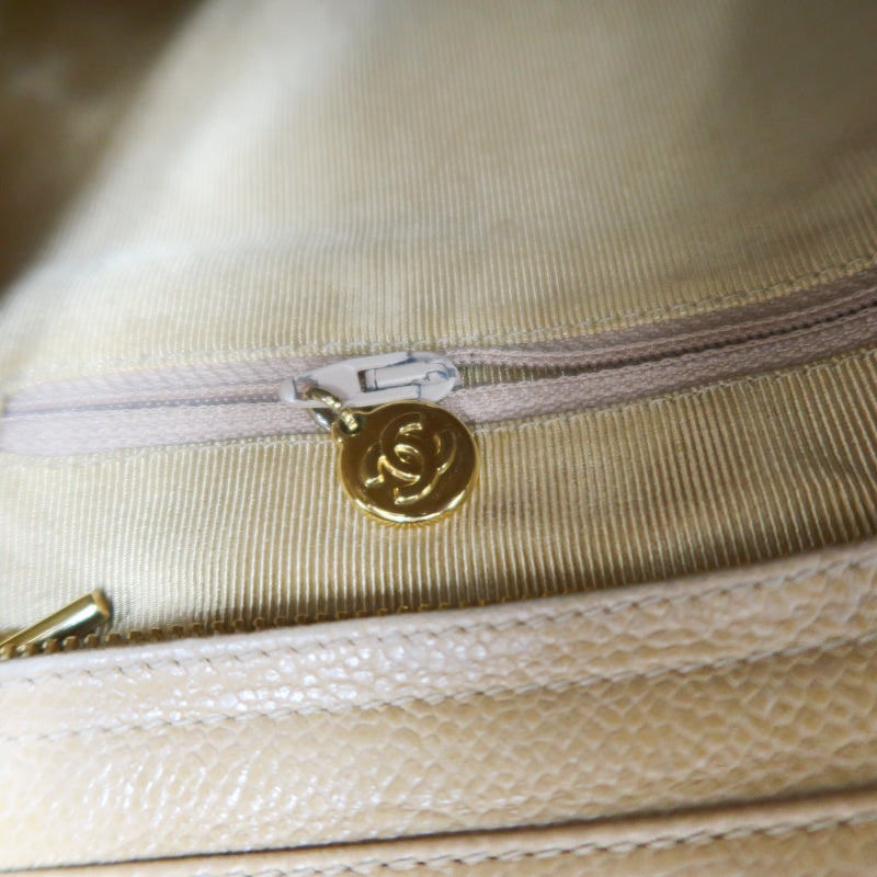 CHANEL Caviar Leather Triple Coco Shoulder Bag (Beige, Gold Hardware, with Guarantee Card)