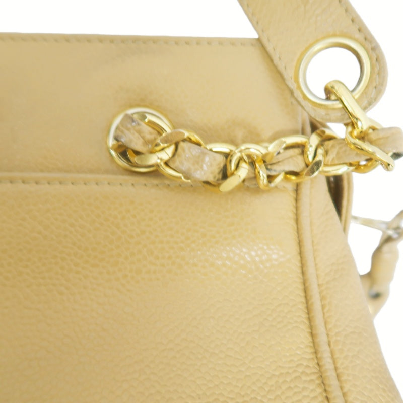 CHANEL Caviar Leather Triple Coco Shoulder Bag (Beige, Gold Hardware, with Guarantee Card)