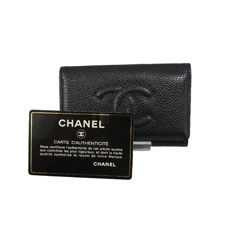 CHANEL Black Caviar Leather Key Case, Full Set with Box & Authenticity Card