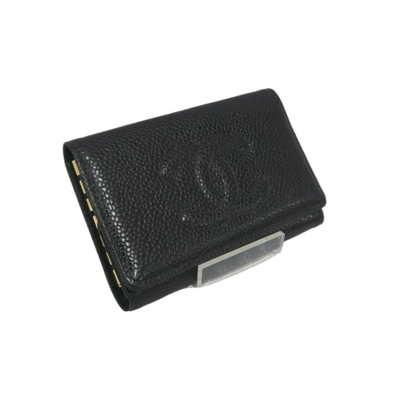 CHANEL Black Caviar Leather Key Case, Full Set with Box & Authenticity Card