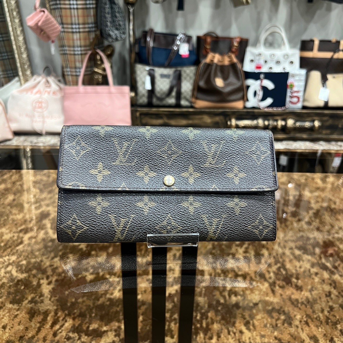 LOUIS VUITTON Monogram Brown Coated Canvas Long Wallet