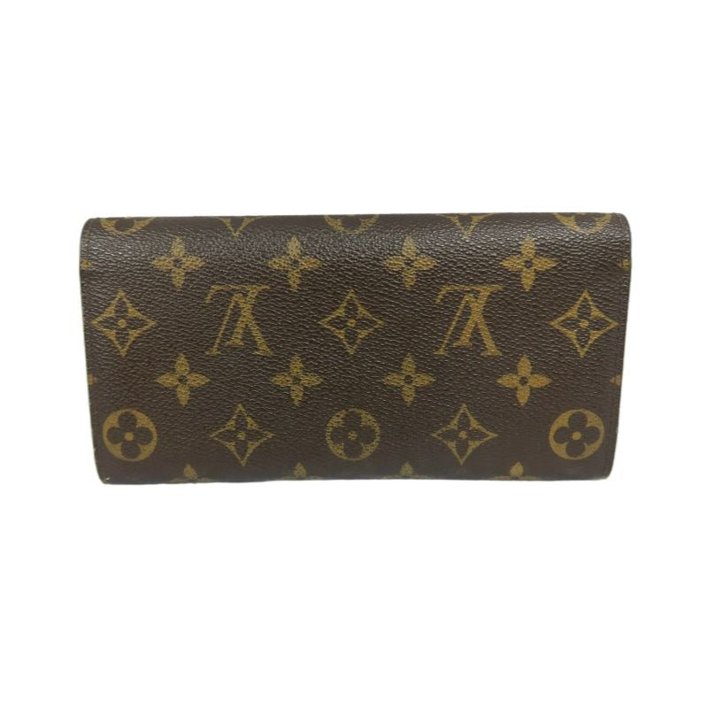 LOUIS VUITTON Monogram Brown Emilie Wallet with Red Button