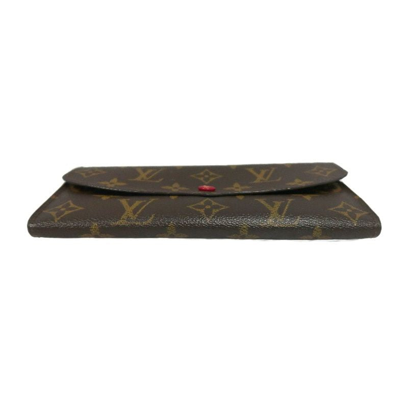 LOUIS VUITTON Monogram Brown Emilie Wallet with Red Button