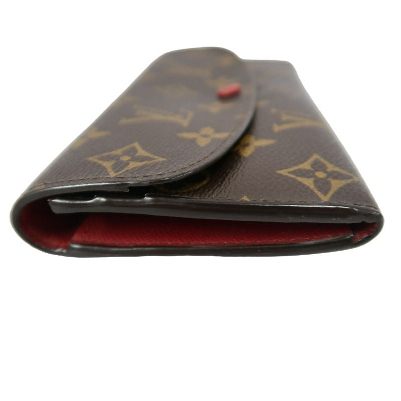 LOUIS VUITTON Monogram Brown Emilie Wallet with Red Button