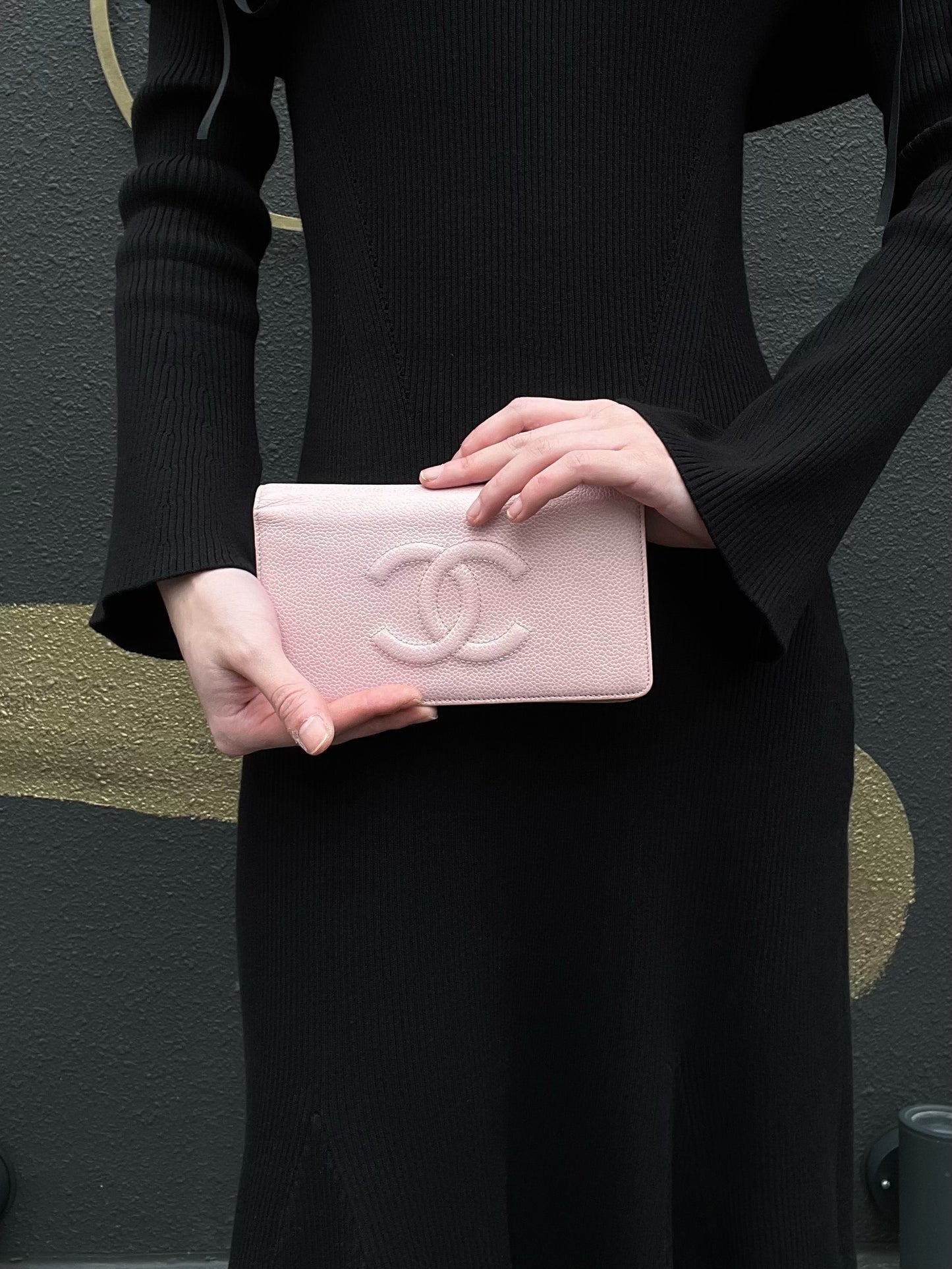 CHANEL Pink Long Wallet, Caviar Leather