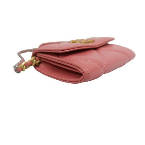 CHANEL 19 Wallet On Chain WOC in Pink Lambskin with Two-Tone Gold Hardware