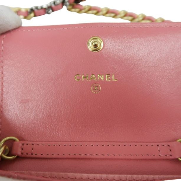 CHANEL 19 Wallet On Chain WOC in Pink Lambskin with Two-Tone Gold Hardware