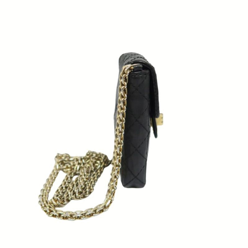 Chanel Black Lambskin 2.55 Phone Bag with Gold-Tone Hardware, Chain Shoulder & Crossbody Bag