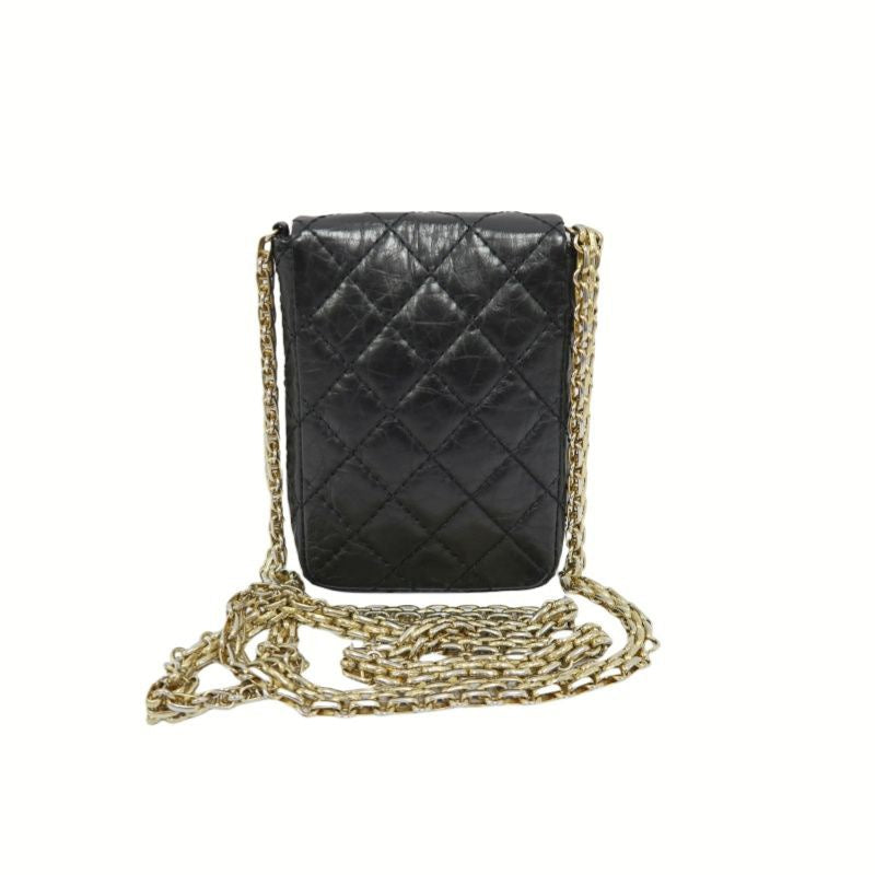 Chanel Black Lambskin 2.55 Phone Bag with Gold-Tone Hardware, Chain Shoulder & Crossbody Bag