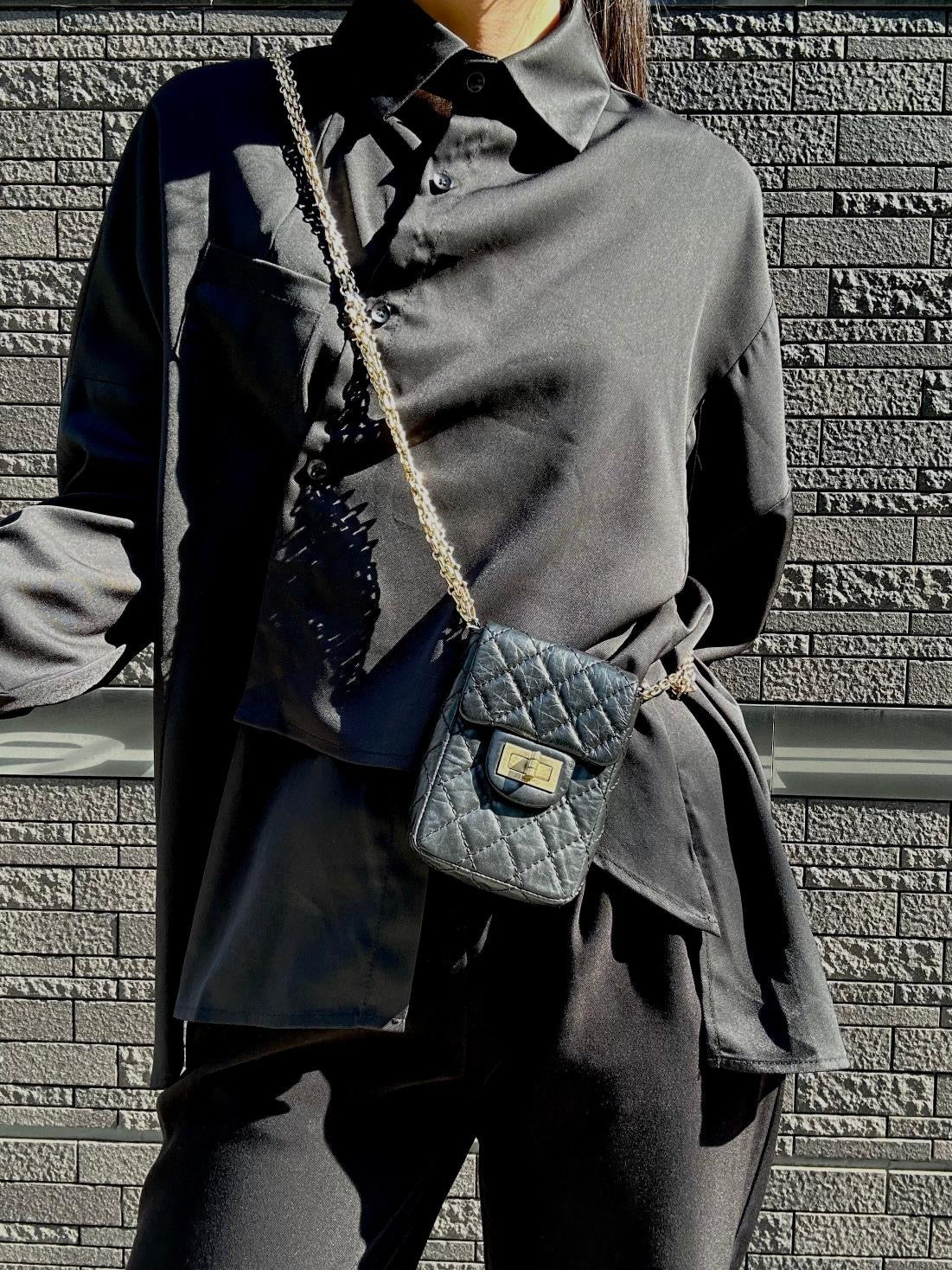Chanel Black Lambskin 2.55 Phone Bag with Gold-Tone Hardware, Chain Shoulder & Crossbody Bag