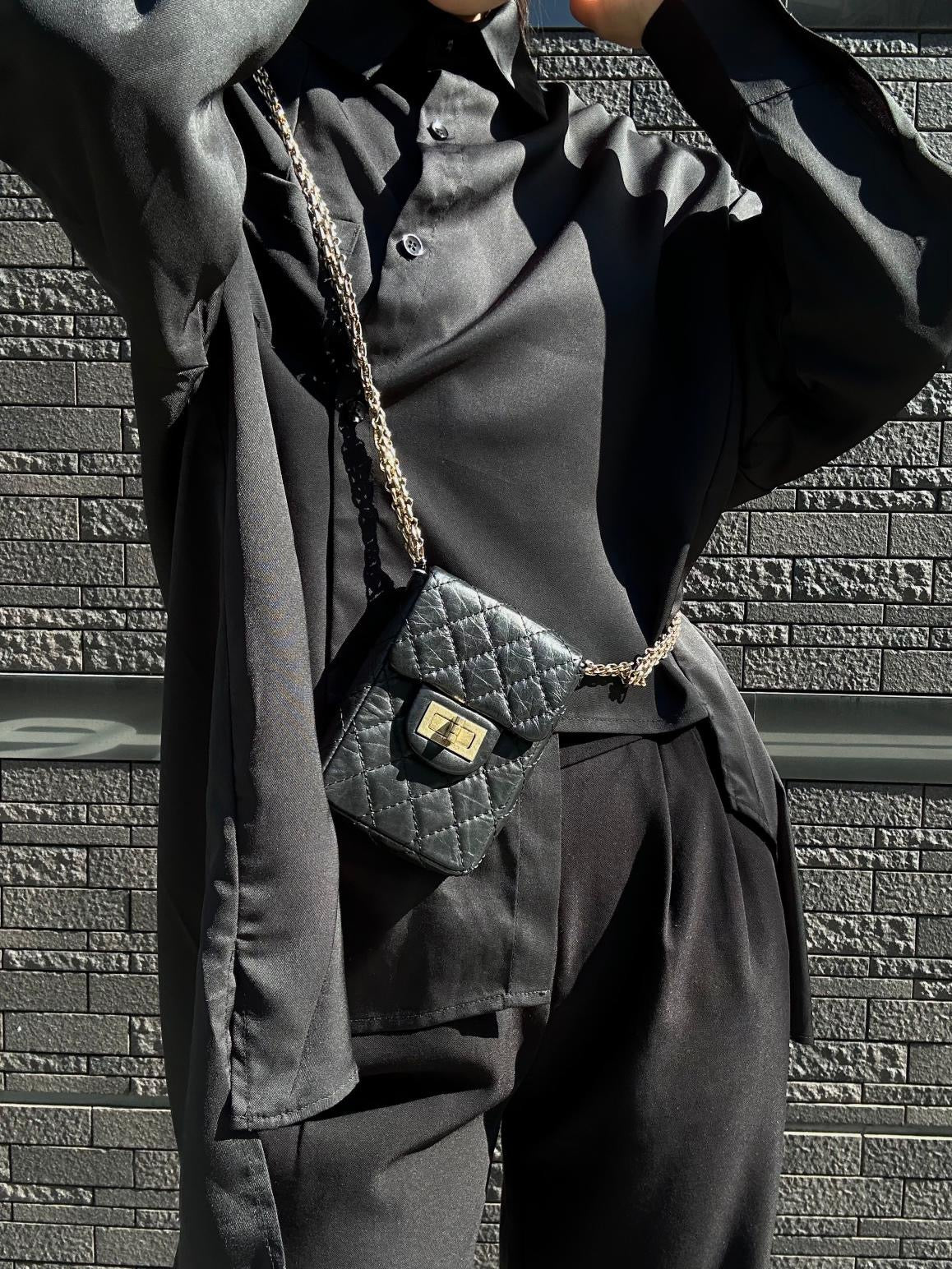 Chanel Black Lambskin 2.55 Phone Bag with Gold-Tone Hardware, Chain Shoulder & Crossbody Bag