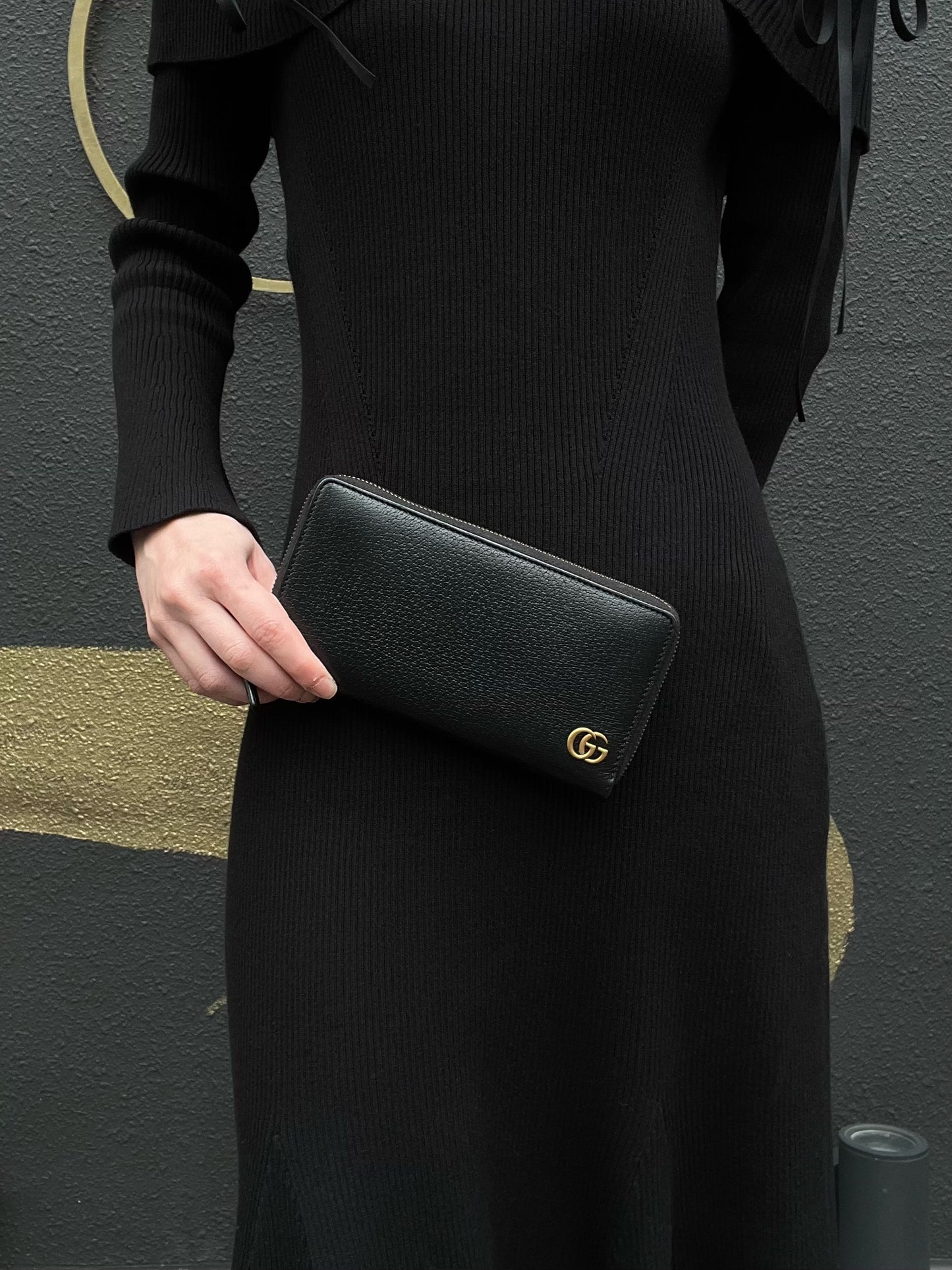 GUCCI Marmont Long Wallet, Black Calf Leather, with Dust Bag and Box