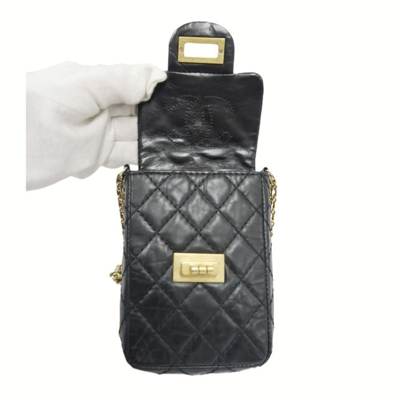 Chanel Black Lambskin 2.55 Phone Bag with Gold-Tone Hardware, Chain Shoulder & Crossbody Bag