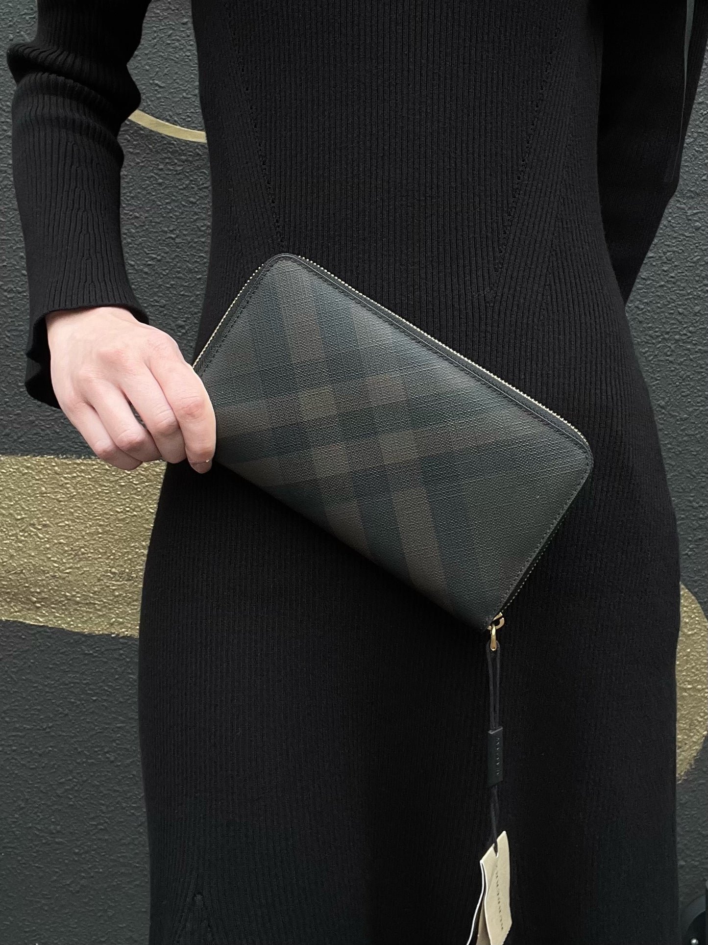 BURBERRY, Burberry, long wallet, brown, brown checkered PVC long wallet