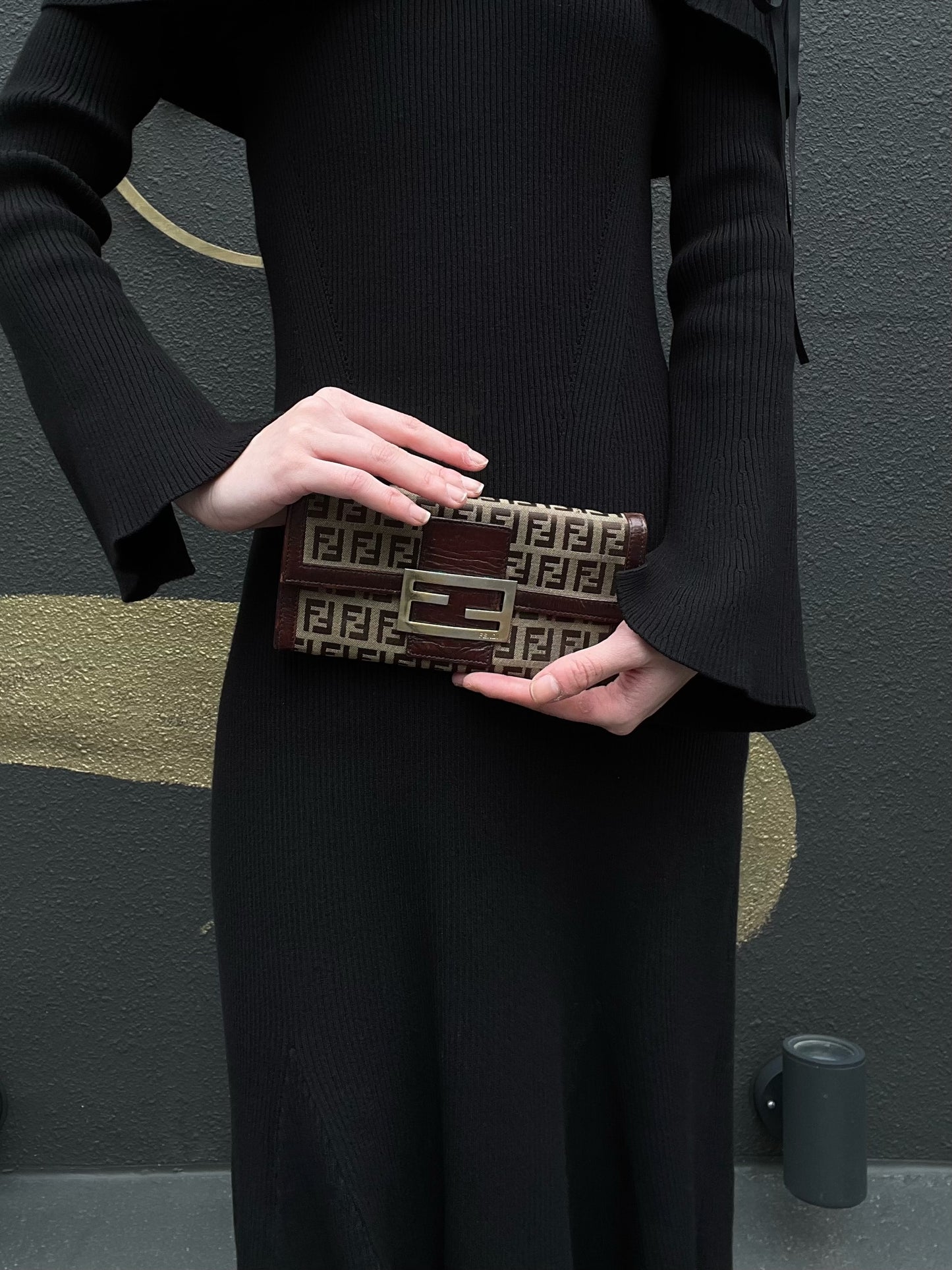 FENDI Monogram Canvas Wallet, Brown