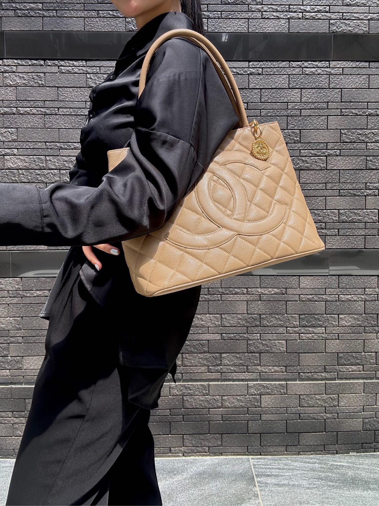 Chanel Beige Grained Calfskin Reissue Medallion Tote Bag with Gold-Tone Hardware, Shoulder Bag