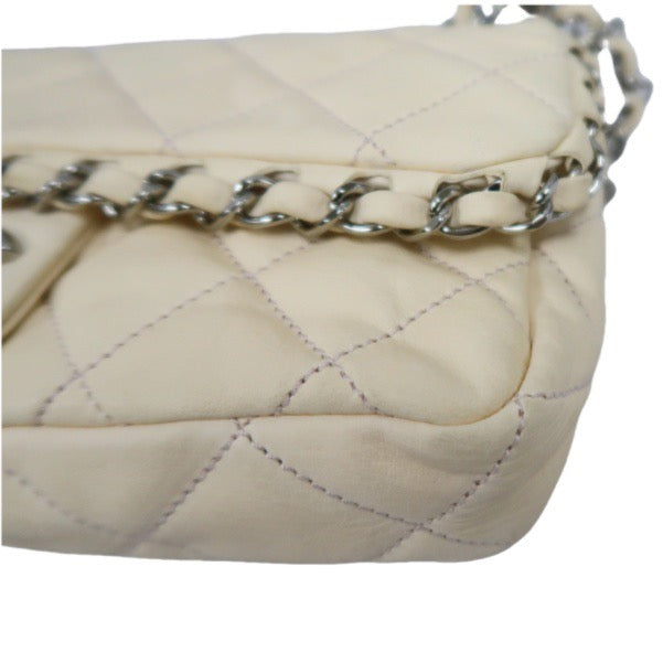 Chanel Pink Beige Lambskin Chain Shoulder Bag with Silver-Tone Hardware