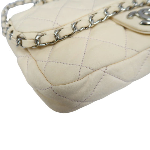 Chanel Pink Beige Lambskin Chain Shoulder Bag with Silver-Tone Hardware