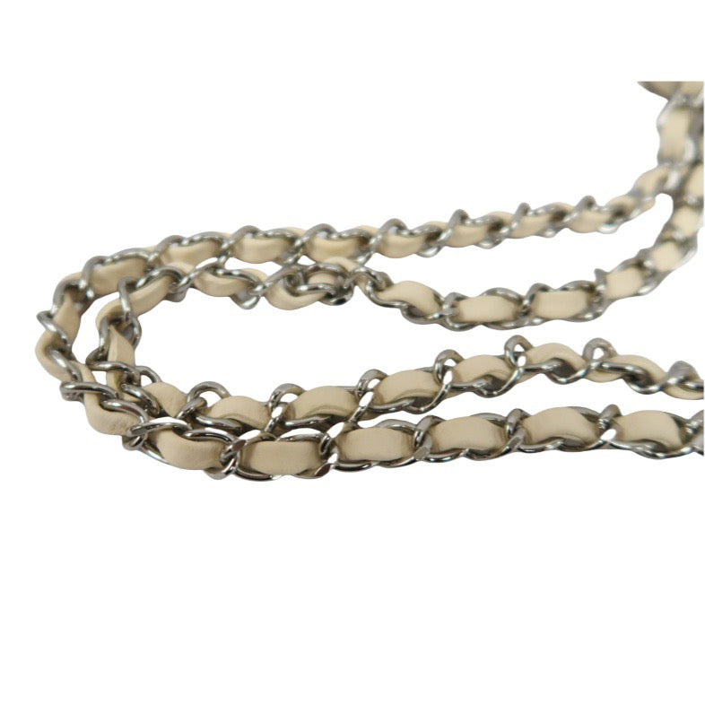 Chanel Pink Beige Lambskin Chain Shoulder Bag with Silver-Tone Hardware
