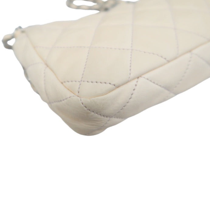 Chanel Pink Beige Lambskin Chain Shoulder Bag with Silver-Tone Hardware