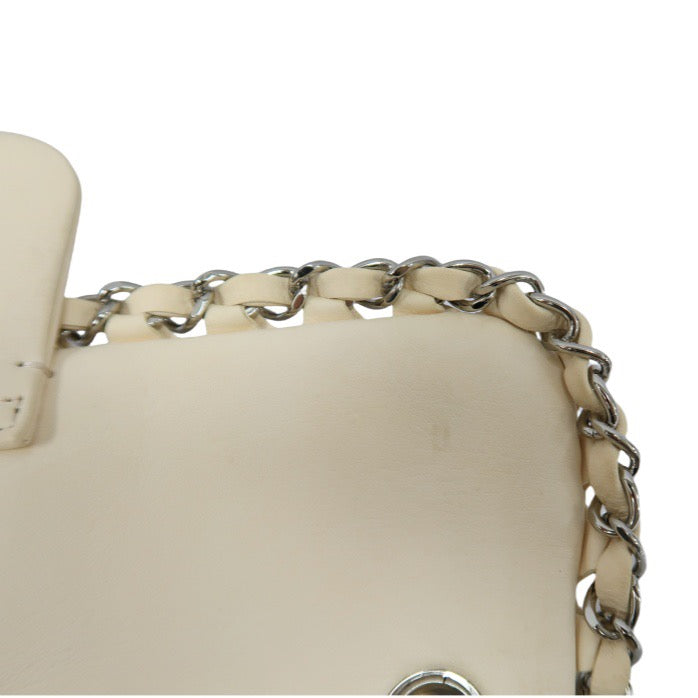 Chanel Pink Beige Lambskin Chain Shoulder Bag with Silver-Tone Hardware