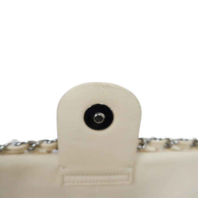 Chanel Pink Beige Lambskin Chain Shoulder Bag with Silver-Tone Hardware