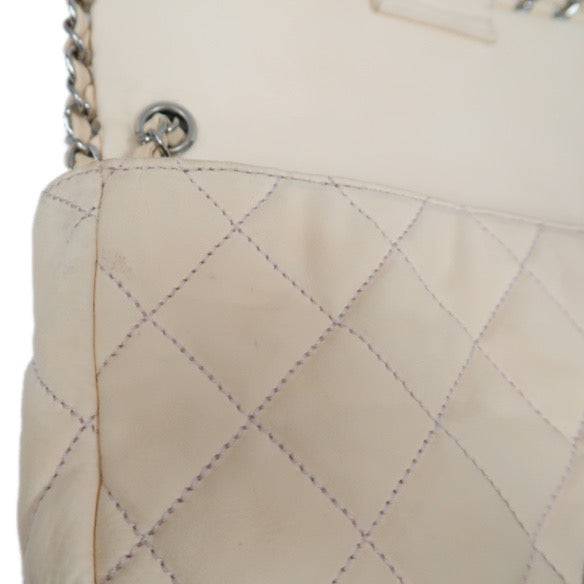 Chanel Pink Beige Lambskin Chain Shoulder Bag with Silver-Tone Hardware