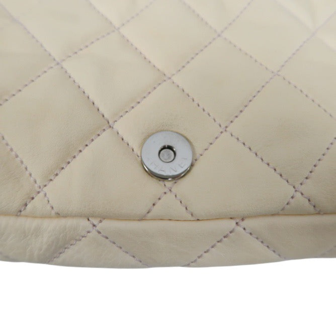 Chanel Pink Beige Lambskin Chain Shoulder Bag with Silver-Tone Hardware