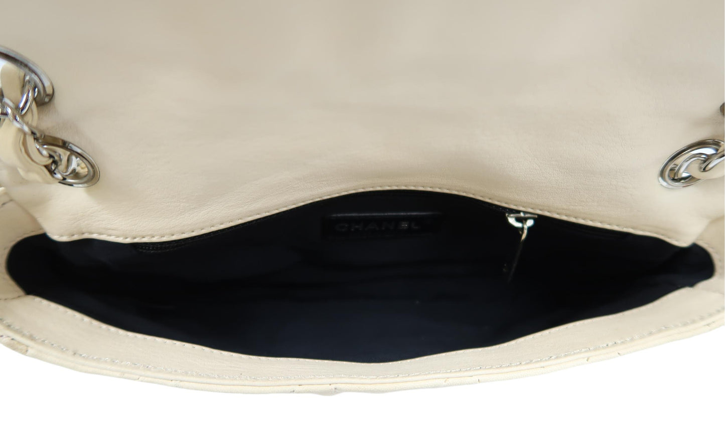 Chanel Pink Beige Lambskin Chain Shoulder Bag with Silver-Tone Hardware