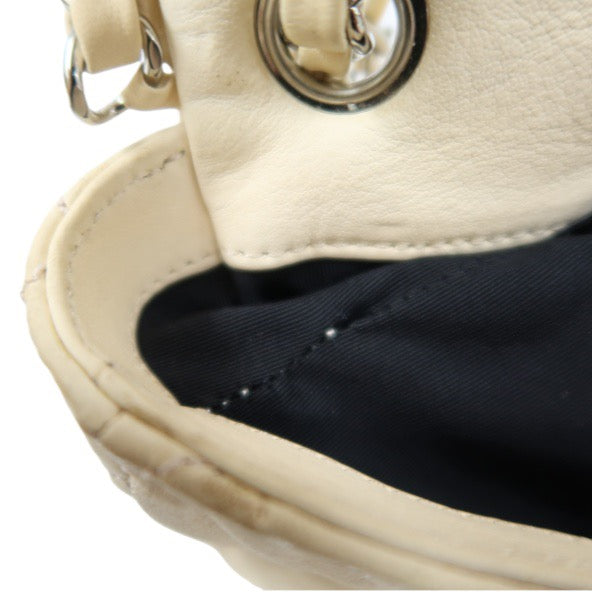 Chanel Pink Beige Lambskin Chain Shoulder Bag with Silver-Tone Hardware