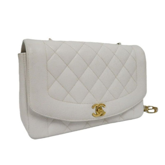 Chanel White Caviar Leather Classic Flap Bag with Gold-Tone Hardware, Chain Shoulder Bag