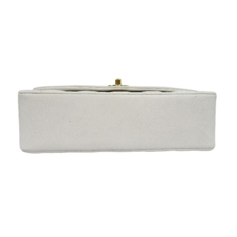 Chanel White Caviar Leather Classic Flap Bag with Gold-Tone Hardware, Chain Shoulder Bag
